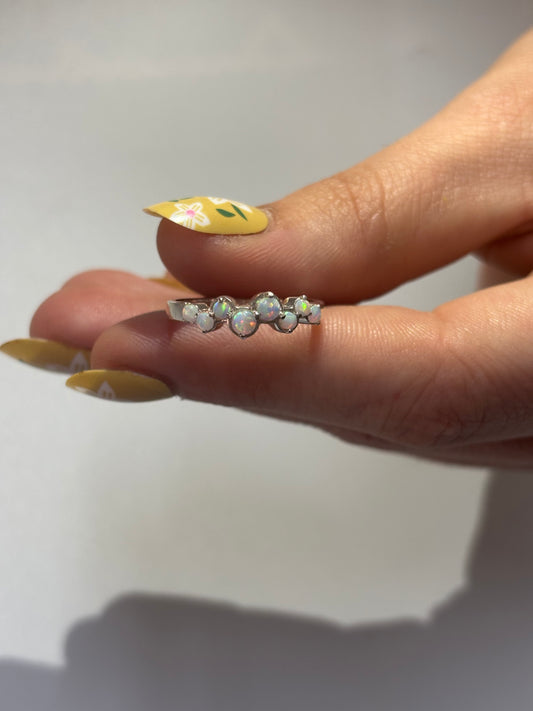 925 Sterling Silver Opal Ring October Birthstone