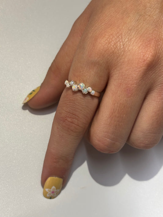 925 Sterling Silver Opal Ring October Birthstone