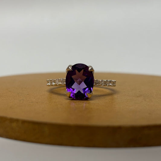 925 Sterling Silver Amethyst Engagement Ring