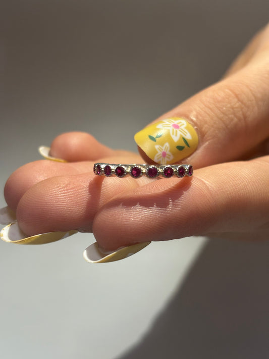 925 Sterling Silver Ruby Band Ring