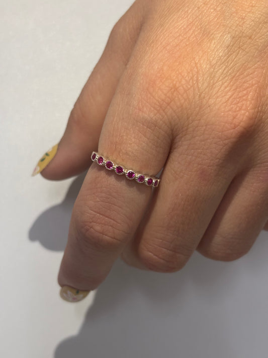925 Sterling Silver Ruby Band Ring