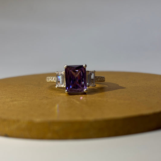 925 Sterling Silver Amethyst Engagement Ring