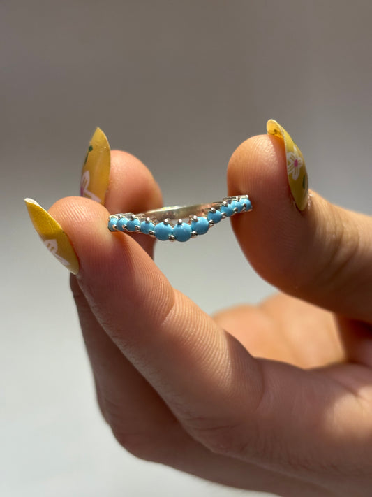 925 Sterling Silver Turquoise Curved Wedding Band