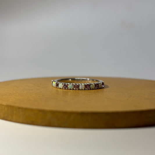925 Sterling Silver Alexandrite & Opal Stacking Band Ring