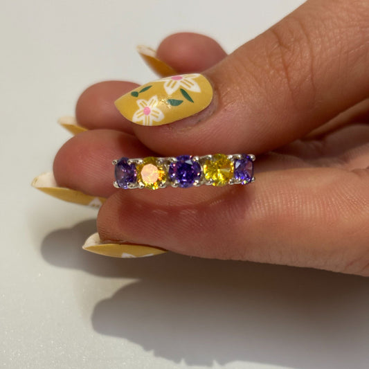 925 Sterling Silver Amethyst & Citrine Band