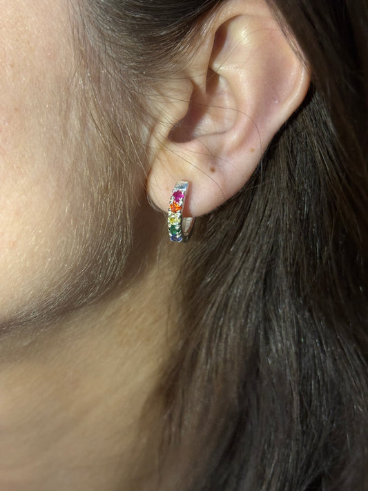925 Sterling Silver Rainbow Sapphire Earring