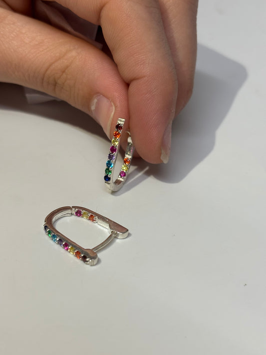 925 Sterling Silver Rainbow Sapphire Earring
